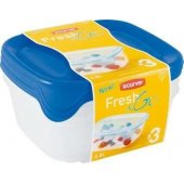Curver Fresh&Go maisto indelių rinkinys, 3 × 0,8 l, mėlynas (182217)