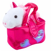 Pliušinis žaislinis vienaragis maišelyje, baltas, 25 cm