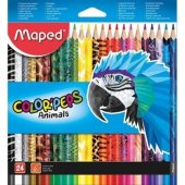 Maped Colorpeps Animal spalvoti pieštukai, 24 spalvos MAPED