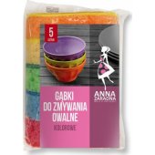 Anna Zaradna indų plovimo kempinės ANNA ZARADNA, ovalios, spalvotos, 5 vnt., m