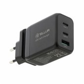 GaN 65W 3-port wall charger, 2xUSB-C + USB-A, EU,UK,US