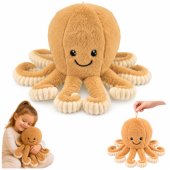 Smėlio spalvos pliušinis aštuonkojis – minkštas žaislas su elastingais čiuptuvais, 30 cm