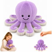 Violetinis 30 cm pliušinis aštuonkojis-minkštas žaislas su elastingais čiuptuvais