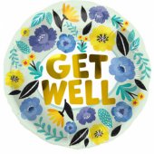 Folinis balionas „Get well soon“ su gėlėmis, 45 cm