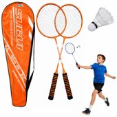 Badmintono rinkinys, raketės, plunksninukas, dėklas, oranžinis
