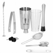 Barmeno rinkinys Boston shaker Springos KI0009 11 vnt. sidabrinis