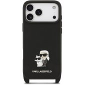 Saffiano Crossbody Strap Metal Karl&Choupette iPhone 17 Pro Black