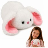 Pliušinis kiškutis ilgomis ausimis, minkštas žaislas, baltas, 16 cm
