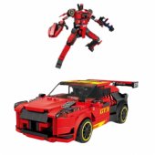 Robotinis automobilis 2 viename konstruktoriaus kaladėlės GT3 raudonas 335 vnt.
