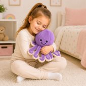 Violetinis 30 cm pliušinis aštuonkojis-minkštas žaislas su elastingais čiuptuvais