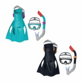 Nardymo rinkinys: kaukė, snorkelis, plaukmenys, mėlynas Bestway 25020