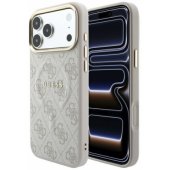 _8455259 Guess PU odos 4G su auksiniu rėmeliu ir reljefiniu raštu MagSafe dėklas, skirtas iPho