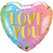 Širdies formos folinis balionas „Love You“ 45cm ombre