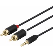 Garso kabelis 3,5 mm į 2 x RCA, 3 m, juodas
