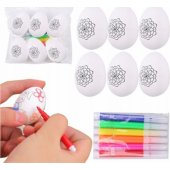 Easter Styrofoam Eggs For Painting Markers Flower Pattern B 6pcs