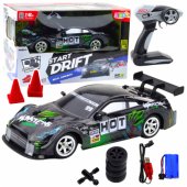 Drift RC automobilis, juodas/ žalias, 30 km/ h, 1:16
