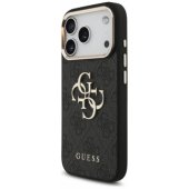 _8443058 Guess PU odos dėklas su 4G metaliniu logotipu ir auksiniu rėmeliu, skirtas iPhone 18