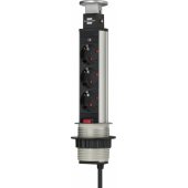 Tower Power Table maitinimo blokas, 3-gubas, 2m Juodas/ Pilkas