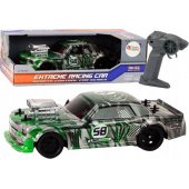 RC nuotoliniu būdu valdomas automobilis 1:16, driftui, guminiai ratai, žalias