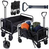 Sulankstomas sodo ir paplūdimio transportavimo vežimėlis, juodas, 120 l