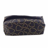Single-compartment School Office Pencil Case Golden Hearts Black 20x8
