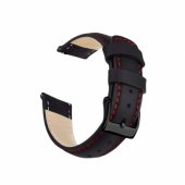 Universalus 20 mm natūralios odos laikrodžio dirželis (Samsung, Garmin ir kt.), juodas