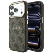 _8455257 Guess PU odos 4G su auksiniu rėmeliu, reljefiniu raštu, „MagSafe“ dėklas, skirtas iPho