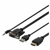 Cable VGA & Audio - HDMI USB powered 1m black