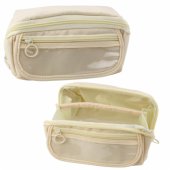 Pencil Case School Kit, Expandable, Roomy, Cream, Beige, 20x10cm