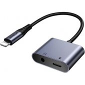 Adapter SY-L01 Lightning - Lightning/ 3.5 mm jack grey