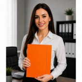 Lakuotas kartoninis aplankas su elastine juostele, A4, 300 g/ m2, oranžinis