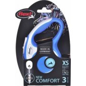 Flexi automatinis pavadėlis New Comfort XS, virvinis, 3 m, mėlynas