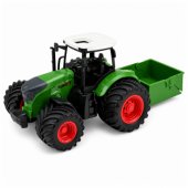 Agricultural Farm Tractor With Fertilizer Spreader Rubber Wheels Green