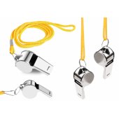 Referee Whistle With Ball Metal Yellow String 40cm