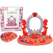 LeanToys kosmetinis staliukas su veidrodžiu, šviesa ir garsu, rožinis