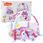Kūdikio žaidimų kilimėlis su kamuoliukų baseinu 3in1 Unicorn, rožinis