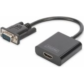 Adapteris VGA HDMI 3.5mm MiniJack 0.15m Juodas