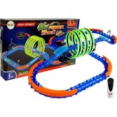 Racing Track Glowing in the Dark with Loops and Remote-Controlled Car