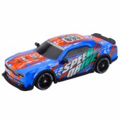 RC sportinis automobilis su šviečiančiu kėbulu driftui, mėlynas