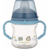 Puodelis su silikoniniu snapeliu FirstCup BONJOUR PARIS 6m+ 150ml 56/ 612 mėlynas