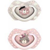 Silicone Symmetrical Soothers BONJOUR PARIS 6-18m 22/ 648 Pink 2pcs