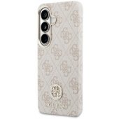 PU odos 4G Strass Logo magnetinis dėklas su auksiniu rėmeliu Galaxy S26, rožinis