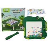 Edukacinė magnetinė lenta, dėlionės kilimėlis su dinozauru ir žaliais karoliukais