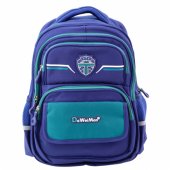 Vaikiška mokyklinė kuprinė su krūtinės dirželiu, tamsiai mėlyna/ žalia, 20 l, 38 cm