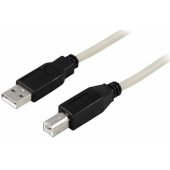 USB-B 2.0 to USB-A 3m Black/ White