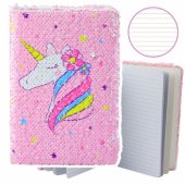 Notebook linijinis sąsiuvinis su dviejų spalvų blizgučiais ir vienaragiu A5, 80 lapų