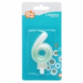 Candle topper Number 6 (7cm) White/ Green Ombre