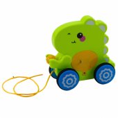 Traukiama dinozauro figūrėlė kūdikiams su garsais ir barškučiu, žalia