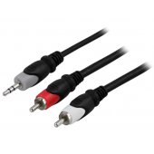 3,5 mm 2xRCA garso kabelis, 3 m, juodas