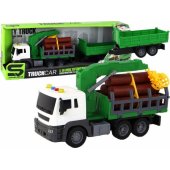 Truck With Crane Friction Drive Sounds Green Wood 1:16